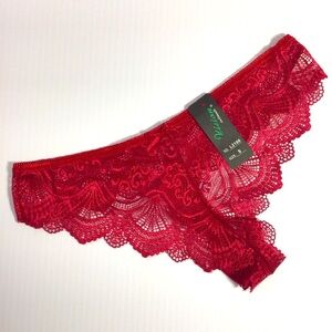 Vision Intimate Super Sexy Red Lace Thong Panties Underwear - Size Small